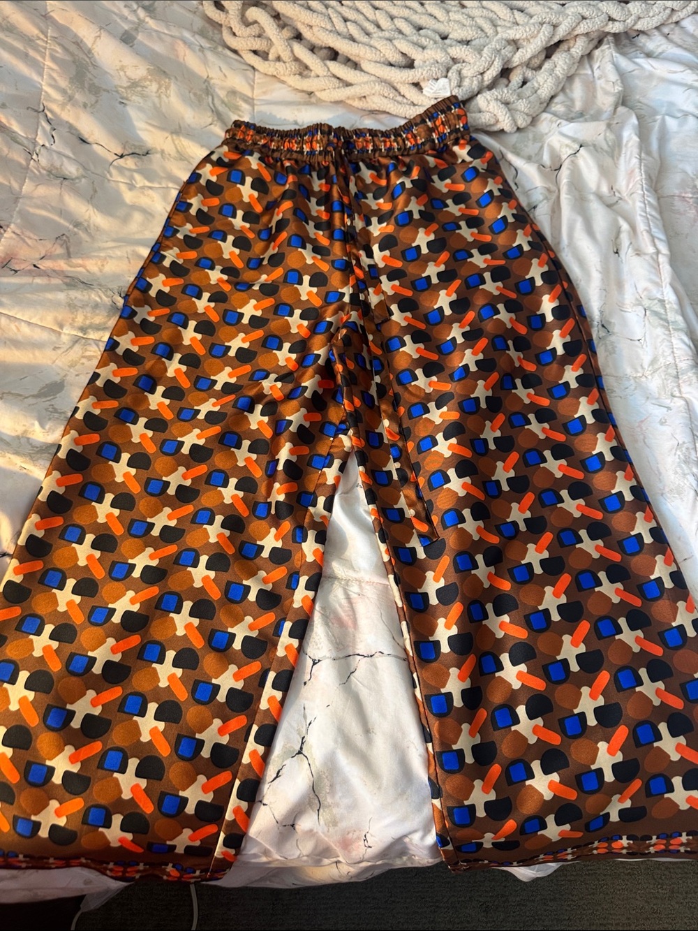 Zara Women’s Brown/multi color Wide-Leg Printed Pants — Brown Multi